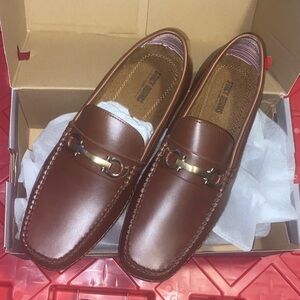 Stacy Adams Brown Leather Loafers with Gold Accent